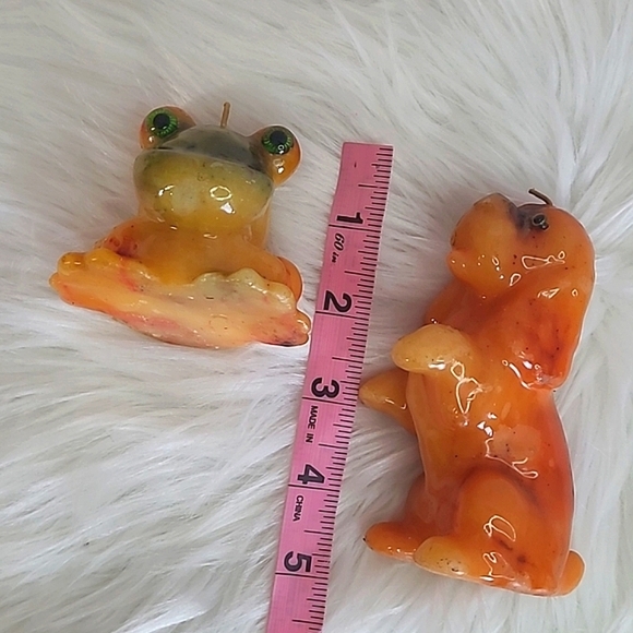 Vintage 70s Pair of Rainbow Wax Animal Candles Candle Frog Dog Spaniel Puppy - Picture 16 of 17
